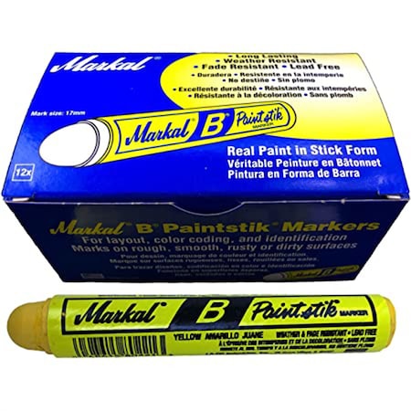 Markal Paintstik B, Yellow Solid Paint Marker 12box, 144cs MKL080221